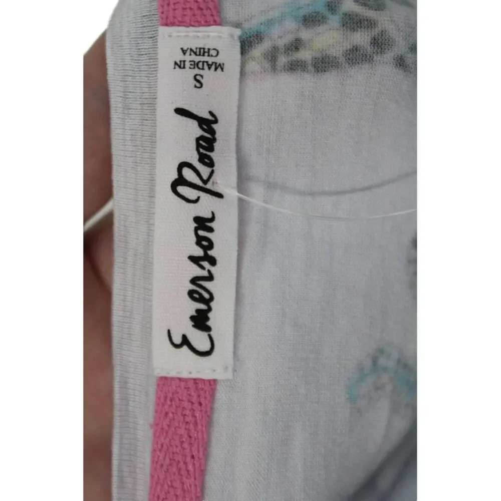 Emerson Road Womens Animal Print Ruffle Crew Neck Sleep Pajama Set Gray Size S